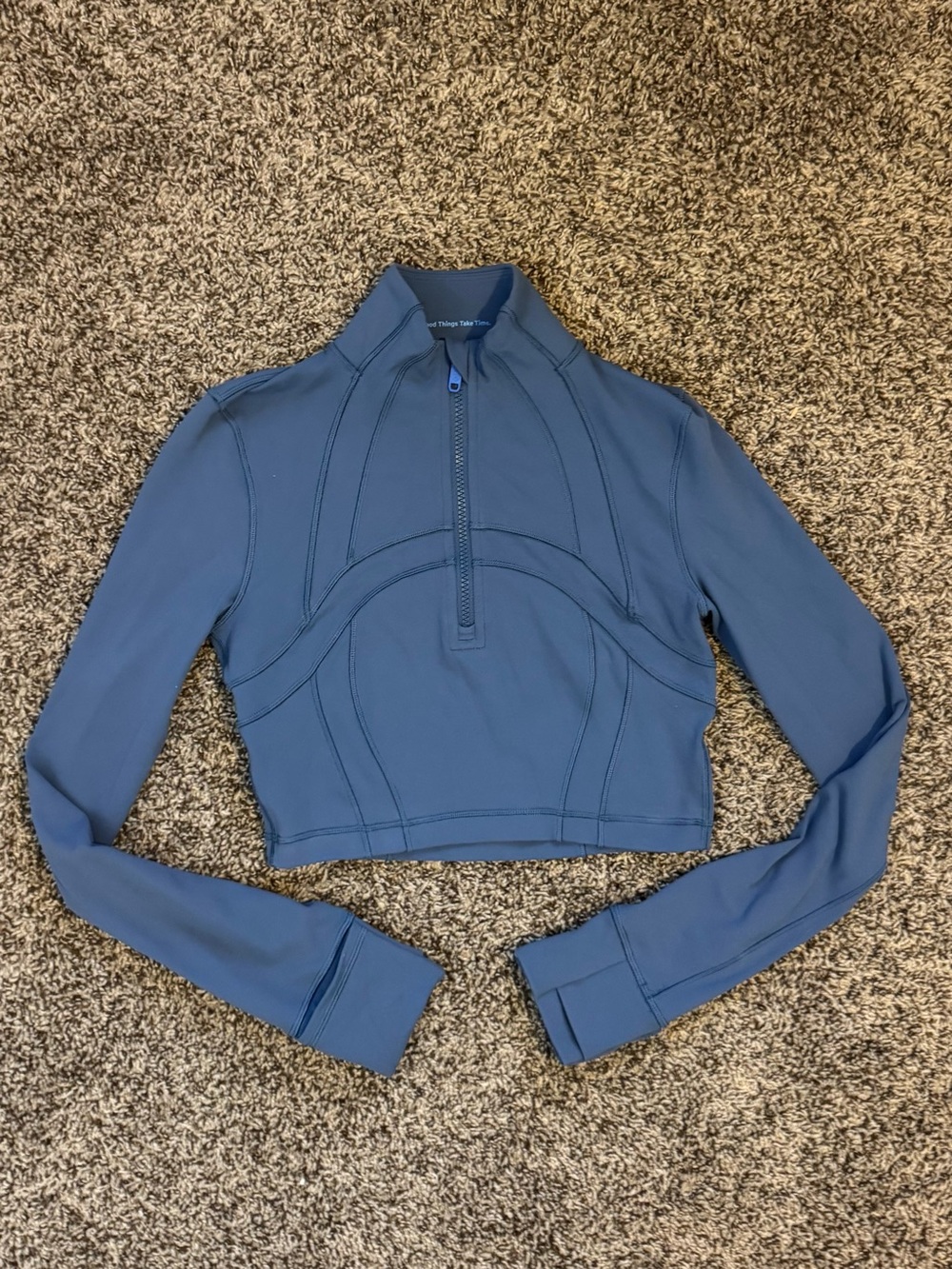 Lululemon Define Cropped Half Zip Luon | Pitch Blue| Womens size 4 - Picture 2 of 4